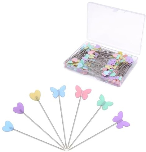 SWYZOR Set di 200 Spilli da Sarta Multicolori da 5,5 cm con Testa a Forma di Cuore - Spilli con Testa Colorata per Cucito, Artigianato e Progetti DIY - Ideali per Sarta Artigianato Cucito Fai Da Te