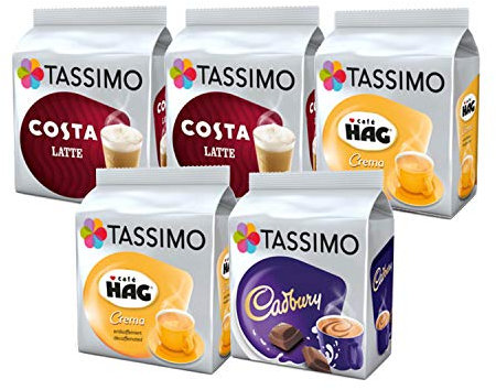 Tassimo Coffee Variety Selection Pods - 5 Packs (64 Servings)