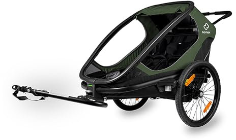 Hamax Outback Fahrradanhänger für 2 Kinder, Farbe Green/Black