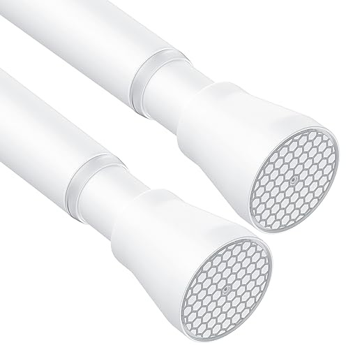 AIZESI White Tension Rod 85-150cm 2PCS,No Drill Spring Shower Curtain Pole | Extendable adjustable curtain pole .Tension rods for curtains,windows,bathroom & clothes hanging,tool-free drill-free.