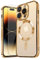 MH TECH Electroplated Case for iPhone 14 Pro Max Camera Lens Full Protection, Compatible with MagSafe Wireless Charging, Shockproof Soft TPU Phone Cover (Gold)