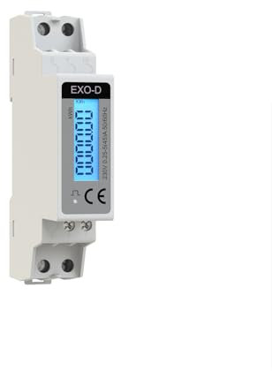 Plikc Exo D - Contatore di corrente monofase a 6 cifre - Digitale retroilluminato - 1 MOD. DIN