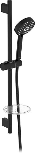 JACOB DELAFON Conjunto de ducha negro Set de ducha Incluye barra, ducha de mano y jabonera Ducha de mano con 3 salidas Ahorro de agua AWAKEN E99898-BL