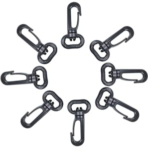 Baikeen plastsnäppkrokar, plastvridbar snaphook tryckgrindsklämma roterande snaphook rotera klo snäppklämma spänne spänne krokar för rem, Svart, 25mm/32mm/38mm/50mm