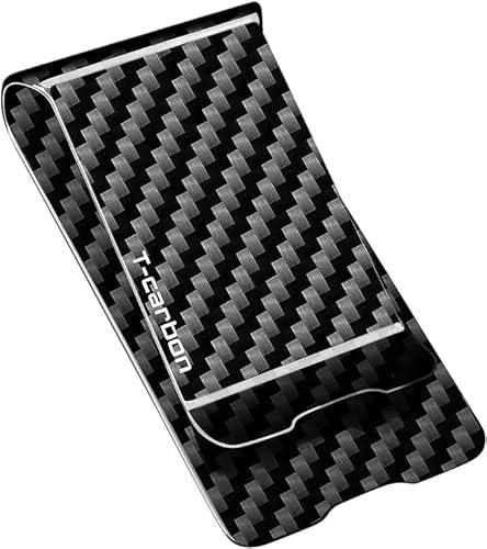 T-carbon Real Carbon Fiber Money Clip for Men, Slim Money Clip Wallet for Cash and Credit Card Holder for Business Front Pocket Clip, Glossy Black(38mm)
