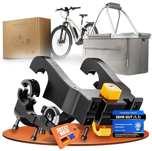 MAINWEST - Fahrradkorb vorne + Inklusive Lenkeradapter E-Bike - mit Airtag Fahrrad Versteck - Fahrradkorb Vorne Ebike - mit Schloss - Lenkerkorb Fahrrad - 26 Liter (Grau)