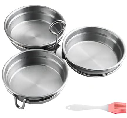 Äggpocherare, formar av 304 rostfritt stål för matlagning av ägg, pocherade äggmakarkoppar med oljepensel för köket hemma (rund/hjärtform)