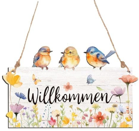 Willkommensschild Haustür,Türdeko Haustür,Willkommen Schild,Frühlings Türschild Aus Holz Türschild Willkommen Frühling Deko Schild,Für Frühling Türschild Willkommen Schild Vintage Zuhause