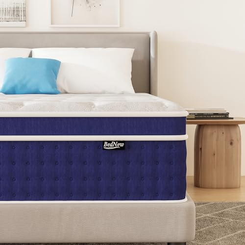 Bednew Colchón 180 x 200 cm, colchón de muelles de 36 cm, H3, 7 zonas ortopédicas, colchón de muelles en bolsa con capa de espuma viscoelástica Comfort, certificado Öko-Tex, 101 noches de prueba