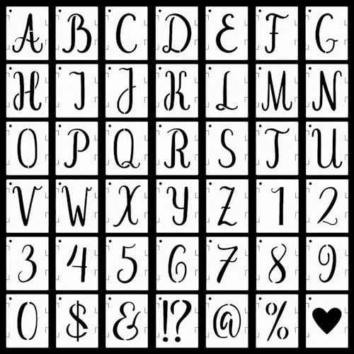 Plantillas de letras de 4 pulgadas, 42 plantillas reutilizables de letras y números, plantillas entrelazadas para pintar sobre madera, pared, tela, pizarra, arte DIY
