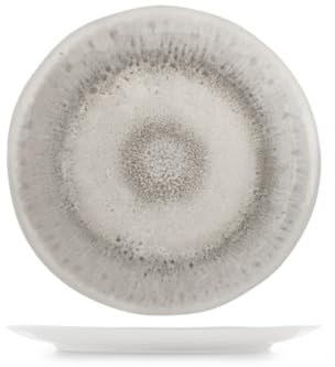 H&H Set 6 Piatti Piani Selene in Melamina Effetto Reactive Grigio Ø28 cm – Resistenti e Leggeri, Lavabili in Lavastoviglie, Ideali per Uso Quotidiano e Outdoor