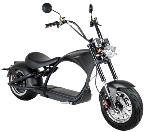 GLEWEL M1P Adult Electric Bike Full Suspension Electric Motorcycle 60V 30Ah Large Battery 40 Mile Range Dual Hydraulic Brakes Legally Licensed Commuter Electric Motorcycle (black)