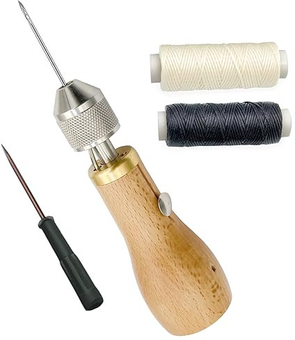 Professional Speedy Stitcher N?hen Awl Hand Stitcher Repair Tool Kit f¨¹r Leder und schwere Stoffe, inkl. 2 N?hnadeln und Leinenzwirn