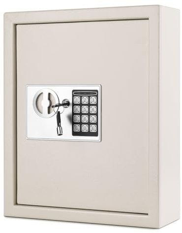 Flexzion Schlüsselschrank mit elektronischen Digital-Lock, an der Wand befestigten Key Box 40 Keys Kapazität Farbige Tags & Hooks - Safe Organizer, Security Storage Locker System für Häuser, Hotels,