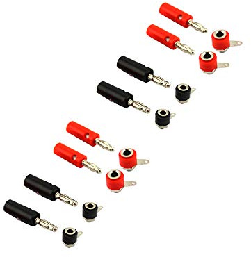 Movilideas - 8 set connettori tipo banana 8 connettori maschio e 8 connettori femmina 4 mm rosso e nero
