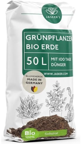 Bio Grünpflanzenerde 50 L - Blumenerde Zimmerpflanzen Erde aus 45% weniger Torf - Erde für Zimmerpflanzen mit Dünger - Zimmerpflanzenerde - Pflanzenerde Zimmerpflanzen - Erde für Pflanzen