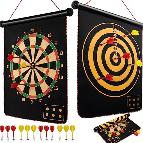 BATURU Magnetische Dartscheibe für Kinder ab 4 Jahren, doppelseitiges Magnet Dartboard mit 12 sicheren Darts, Geschenk für Jungen zum Geburtstag und Weihnachten, Indoor Outdoor Spiele