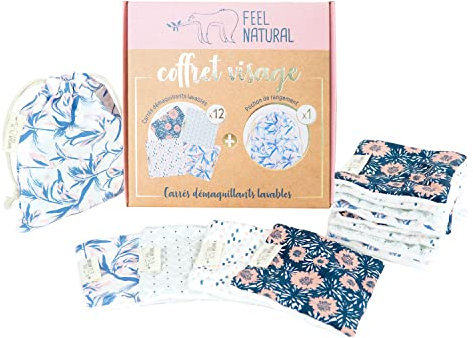 Feel Natural,Coffret Edition limitée 12 carrés démaquillants + pochon de rangement - (L'emballage peut varier)