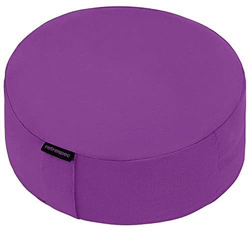 Retrospec Sedona Zafu - Cojín de meditación Relleno con cáscaras de Trigo sarraceno, Almohada de Yoga para prácticas de meditación, Lavable a máquina, Funda 100% algodón y asa de Transporte Duradera;