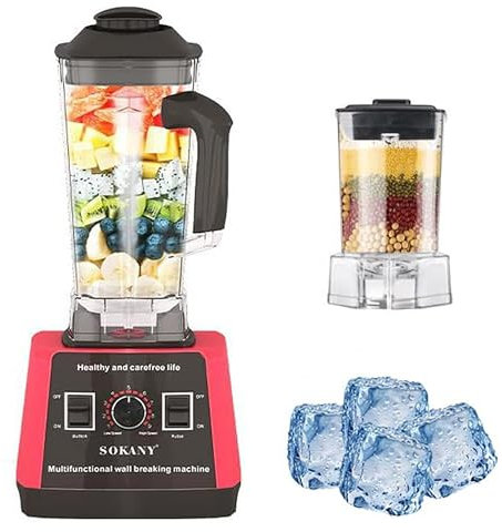 SOKANY SK-666 5000W Mezcladora de alto rendimiento, 9 velocidades, dos en uno [mezcladora y batidora 2.5l, trituradora de café], función de rotura de hielo, función de autolimpieza