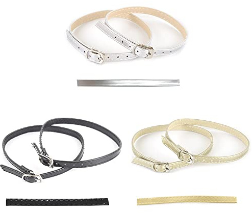 Niuhong 3 Pares Zapatos Tacón Alto Cordones Extraíbles Zapatos Banda Tacón Alto Correas Talón Anti-Sueltas Decoración Accesorios Calzado Bricolaje Hebilla Correa Cuero Cordones Zapatos Mujer (A)