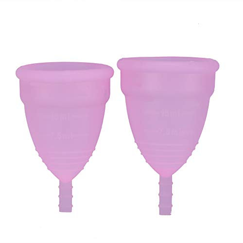 Menstrual Cup, 2PCS/Set Reusable Anti-Leakage Lady Women Menstrual Cup Feminine Hygiene Care Product, Women's Menstrual Cup Silicone Cup (Pink)