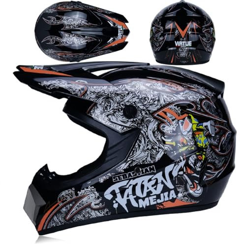 BGGNG Casco de Motocross Casco de Motocicleta Casco de Carreras de Motos Downhill Casco Integral MX Casco Cross Enduro Quad Mountain Casco para Mujeres Hombres Adultos,ECE Homologado G,M=57-58cm