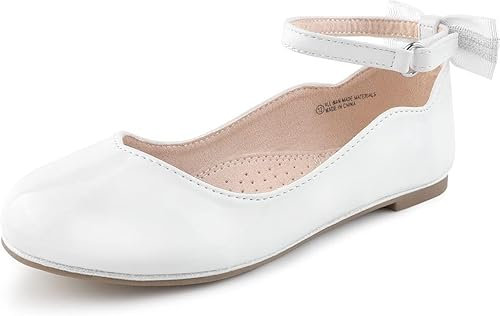 FUPPIA Girls Mary Jane Shoes Princess Ballerina Dress Uniform Shoes for Little Big Kids UK White Size 2