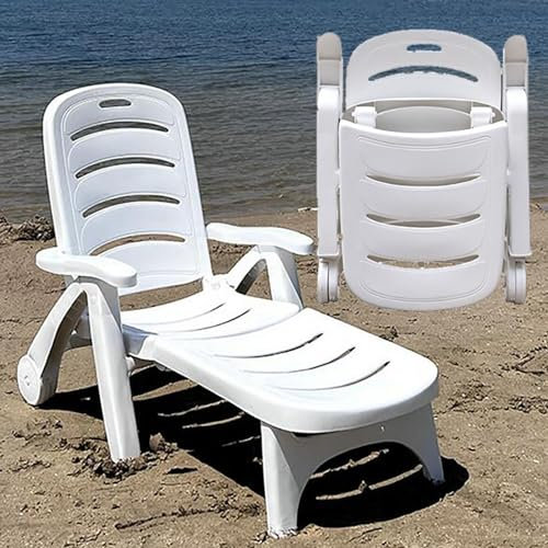 BEOTAY Relaxliege Garten,Strandliege Klappbar Leicht,Sonnenliege Mit Rädern,5 Gänge Verstellbare Rückenlehne,Kippliege Für Deck,Terrasse,Hof,Tragbar Liegestühle