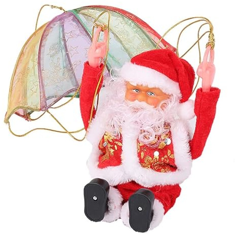 SDMAX Musical Tumbling Santa Claus With Parachute, Battery Operated, Durable Construction, Compact And Portable, Easy To Use, Indoor And Outdoor Decoration, Red Colour