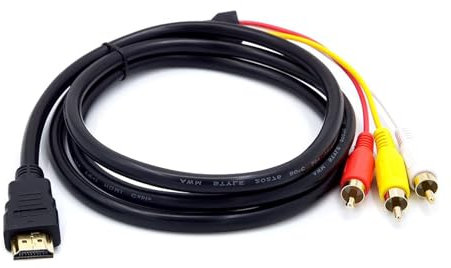 Eiaigky HDMI auf 3RCA Adapter 1,5m, HDMI zu RCA Konverter Chinch Kabel, AV für TV, Projektor, Receiver, DVD, Blu-ray, AV Receiver, RCA Kabel für Heimkino, 1080p HD Audio Video Übertragung