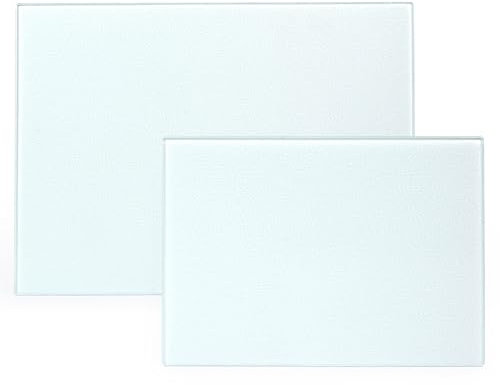 EazyBreezy 2 Pcs Tempered Glass Chopping Board Hygienic Worktop Savers Non-Slip Cutting Board Textured with Rubber Feet Heat Resistant for Kitchen Countertop - 2 Sizes