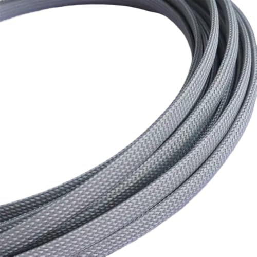 Wire Harness Tubing,Cable Sleeves,Braided Cable Hose Sleeves,Cable Tidy Sleeve,4mm Braided Sheathing Sleeve Mesh, 5M Protection Flat Tubular Expandable(Grey)