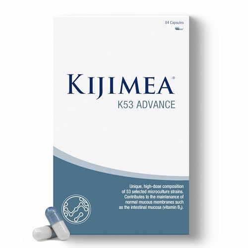 Kijimea® K53 Advance – High-Dose microculture strains | 53 Strains of Intestinal Bacteria | Enriched with Vitamin B3 and B7 | >500 Billion CFU per Pack | Lactose-Free, Gluten-Free | 84 Capsules