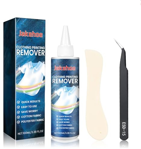 Dissolvant Colle, Décapant pour Transfert Thermique de Tissu avec Grattoir et Pince à Epiler, Nettoyant Doux et non Irritant,Convient pour Eliminer les Erreurs d'impression sur les,100ml