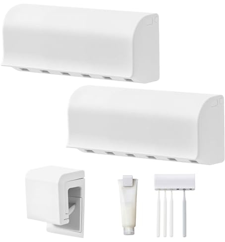 Electric Toothbrush Holder Wall Mounted, 3PCS Wall Mounted Toothbrush Holder, 5 Slots Toothbrush Organizer for Bathroom(White)