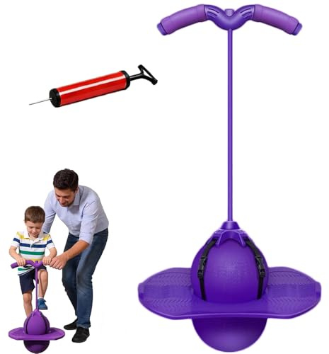 Balance Jumping Ball, Pogo Sticks for Girls, Pogo Stick with Handle, Up to 220lbs/100kg, Balance Jumping Ball Safe Bouncing Pogo Jumper, Indoor Outdoor Fun Toy with Non-Slip Foot Pads (96*40cm,Purple)