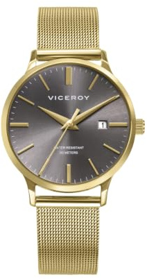 Viceroy Reloj Mujer Elegante para Vestir de Acero Inoxidable - 33 mm - Movimiento de Cuarzo - Bisel Dorado - 401344