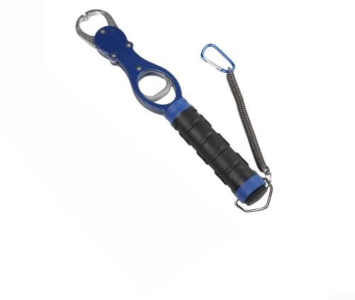 Pesce in alluminio leggero con bilancia digitale, capacità 18 kg, presa sicura antiscivolo e blocco di sicurezza per attrezzatura da pesca d'acqua dolce e salata, finitura rossa (blu)