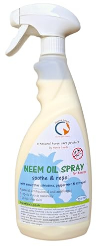 Fly & Midge Repellent 750 ml Neem Oil Spray with Eucalyptus Citriodara Oil, Peppermint Oil and Citrepel By Horse Leads