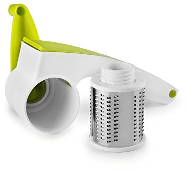 IBILI Grattugia di Formaggio Rotante, plastica + Acciaio Inox, Bianco/Verde, 20 x 9 x 8 cm