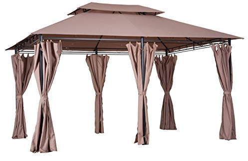 Outsunny 10' x 13' Patio Gazebo, Outdoor Gazebo Canopy Shelter with Curtains, Vented Roof, Steel Frame for Garden, Lawn, Backyard and Deck, Khaki