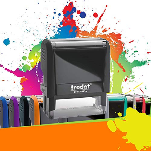Trodat Printy 4914 - Tampon Encreur Professionnel Automatique 6 lignes À Personnaliser - Empreinte 64 x 26 mm Offerte (Noir)