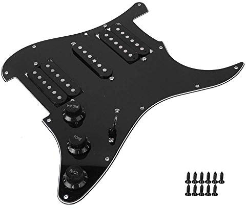 11 Loch Prewired Loaded, Strat Loaded Pickguard, Humbucker Pickups Set mit vorverdrahtetem HSH-Tonabnehmer + Potentiometer + 5-Wege-Schalter usw. Kit für ST Elektrische