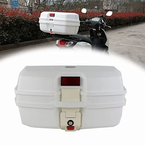 47L Top Case Motorradkoffer, Heck Koffer, Fahrradbox Motorrad Roller Rollerkoffer Topcase Koffer Passend Für 2 Helme Topcase (Color : Weiß)