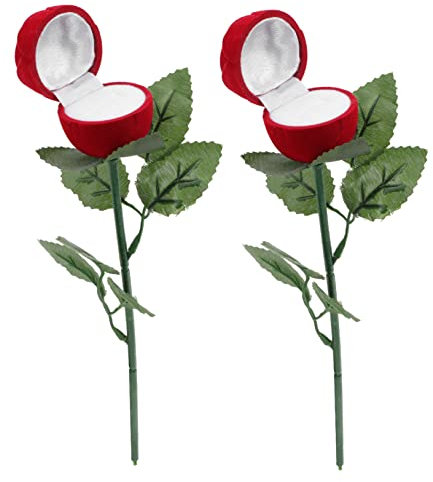 CIYODO Boîte À Bagues En Forme De Rose Rouge Compacte Pour Mariage Et Saint-Valentin Porte-Alliance Élégant Et Pratique Pour Bijoux Coffret Cadeau Romantique