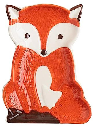 Repose-cuillère en céramique pour plaque de cuisson - Motif renard - Passe au lave-vaisselle - Motif renard orange - 1 pièce