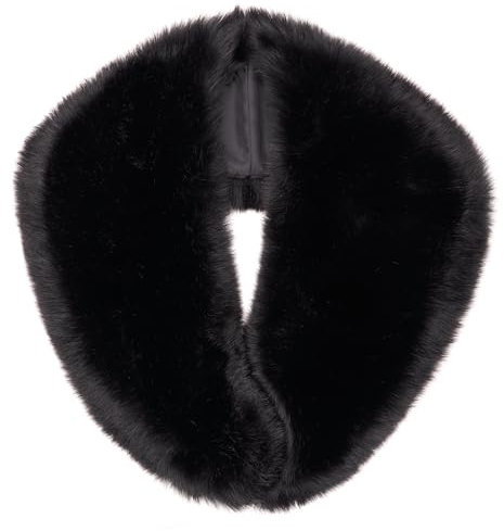 Futrzane Siberian Kragen - 20er Jahre Fellkragen Damen - Faux Fell Pelz Schal (Schwarz Siberian)