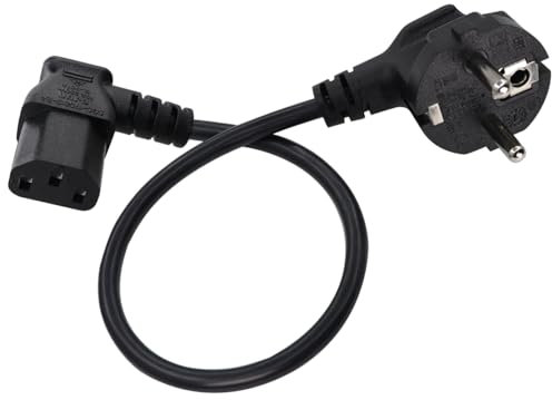 HuaLiSiJi Cavo Alimentazione Schuko 10A 250V C13 Schuko Cavo di Protezione Del Contatto Tipo F (CEE 7/4) a C13 Femmina, Per Computer Server Monitor Rice Cooker (Nero, 0.5m)