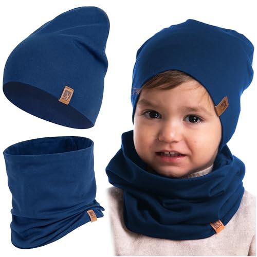 HEYO Ensemble bonnet pour enfant - Écharpe tube en coton - Écharpe ronde douce - Pour filles et garçons - Automne - Printemps - Ensemble d'automne